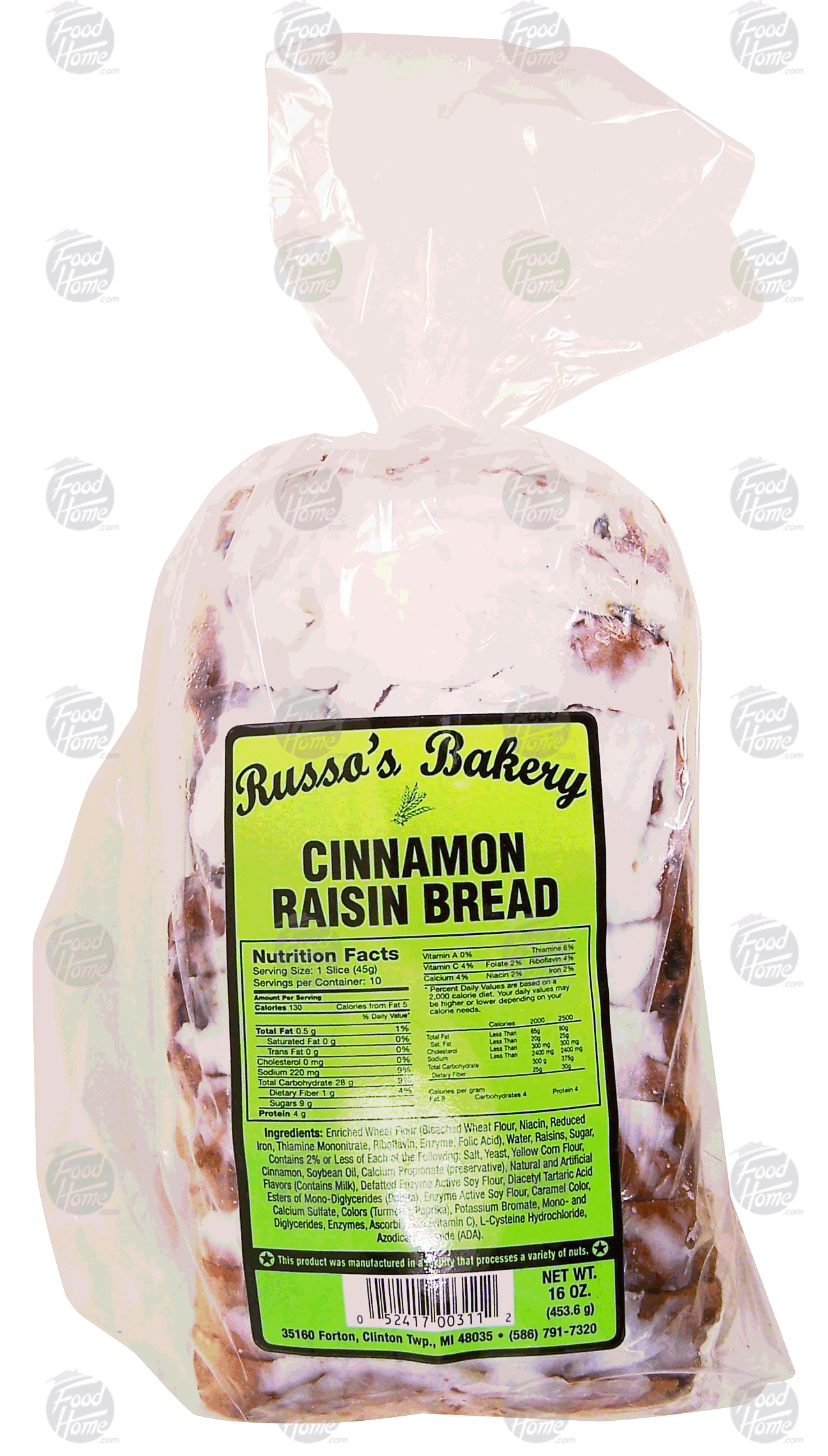 Russo's Bakery  cinnamon raisin bread, sliced, white frosting coating Full-Size Picture